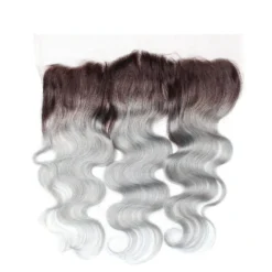 Luxury Body Wave Brazilian Dark Roots Grey 13x4 Lace Frontal 13x4 Virgin Hair 7A