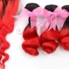 Luxury Loose Wave Brazilian Hot Red Dark Roots Ombre Virgin Human Hair + Closure