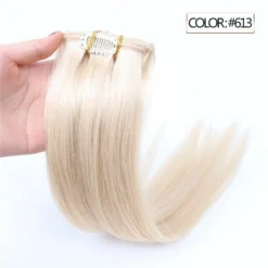 Luxury Clip In Human Hair Extensions #613 Bleach Blonde Remy Straight 7pcs 100g