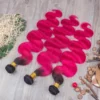 Luxury Peruvian Hot Pink Dark Root Ombre Body Wave Virgin Human Hair Extensions