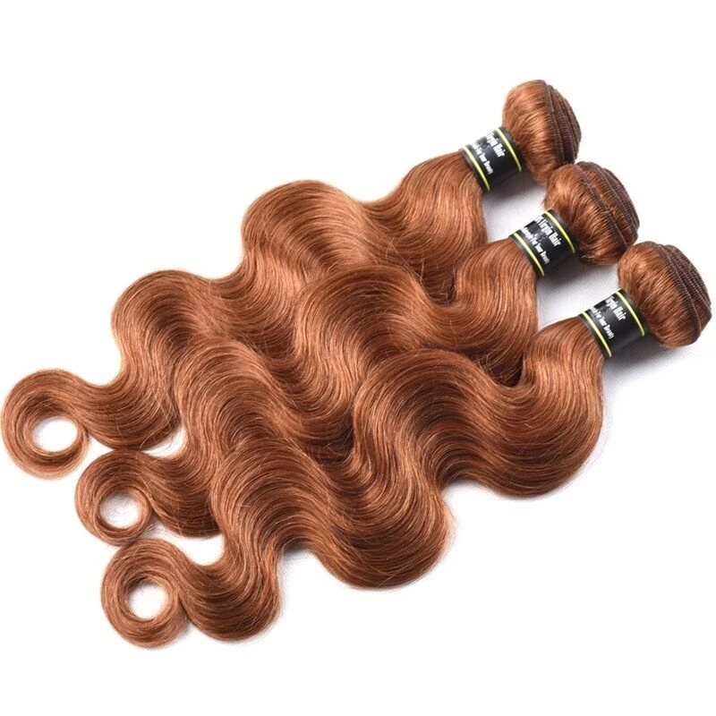 Luxury Body Wave Peruvian Auburn #30 Wavy Virgin Human Hair Extensions 7A Weave