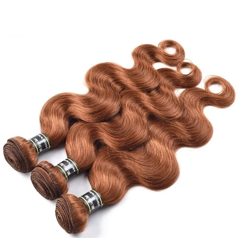 Luxury Body Wave Peruvian Auburn #30 Wavy Virgin Human Hair Extensions 7A Weave - Image 2
