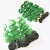 Luxury Brazilian Body Wave Emerald Green Dark Roots Hair Extensions + Frontal