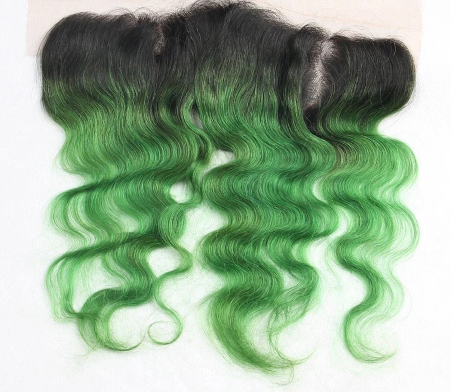 Luxury Brazilian Body Wave Emerald Green Dark Roots Hair Extensions + Frontal - Image 8