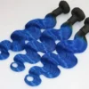 Luxury Dark Roots Blue Body Wave Peruvian Ombre Virgin Human Hair Extensions