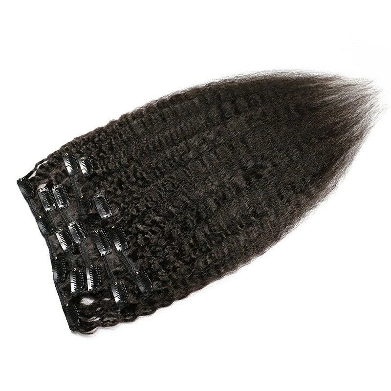 Luxury Brazilian Clip In Kinky Straight Virgin Human Hair Extensions 7pcs 120g
