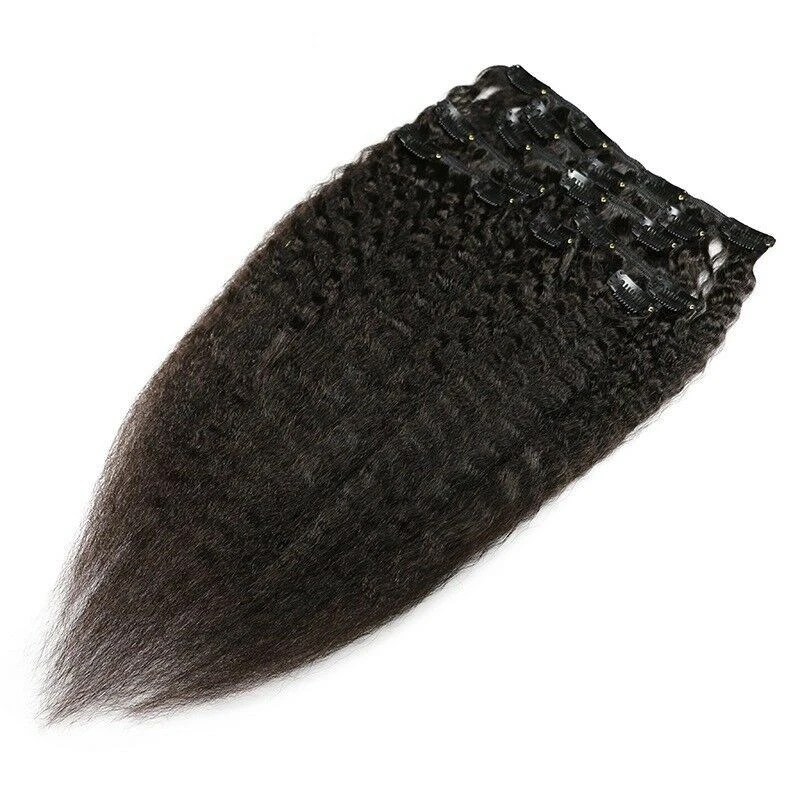 Luxury Brazilian Clip In Kinky Straight Virgin Human Hair Extensions 7pcs 120g - Image 2