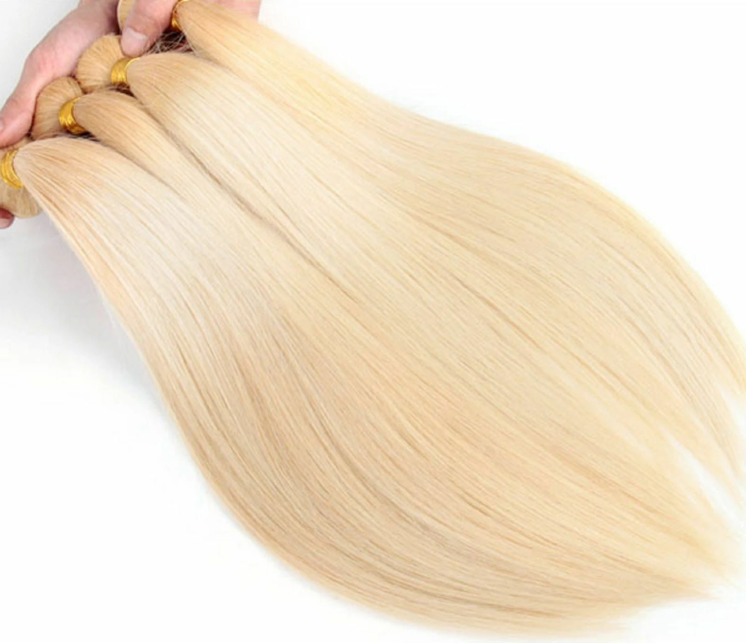 Luxury Silky Straight Bleach Blonde #613 Peruvian Virgin Human Hair Extensions - Image 4