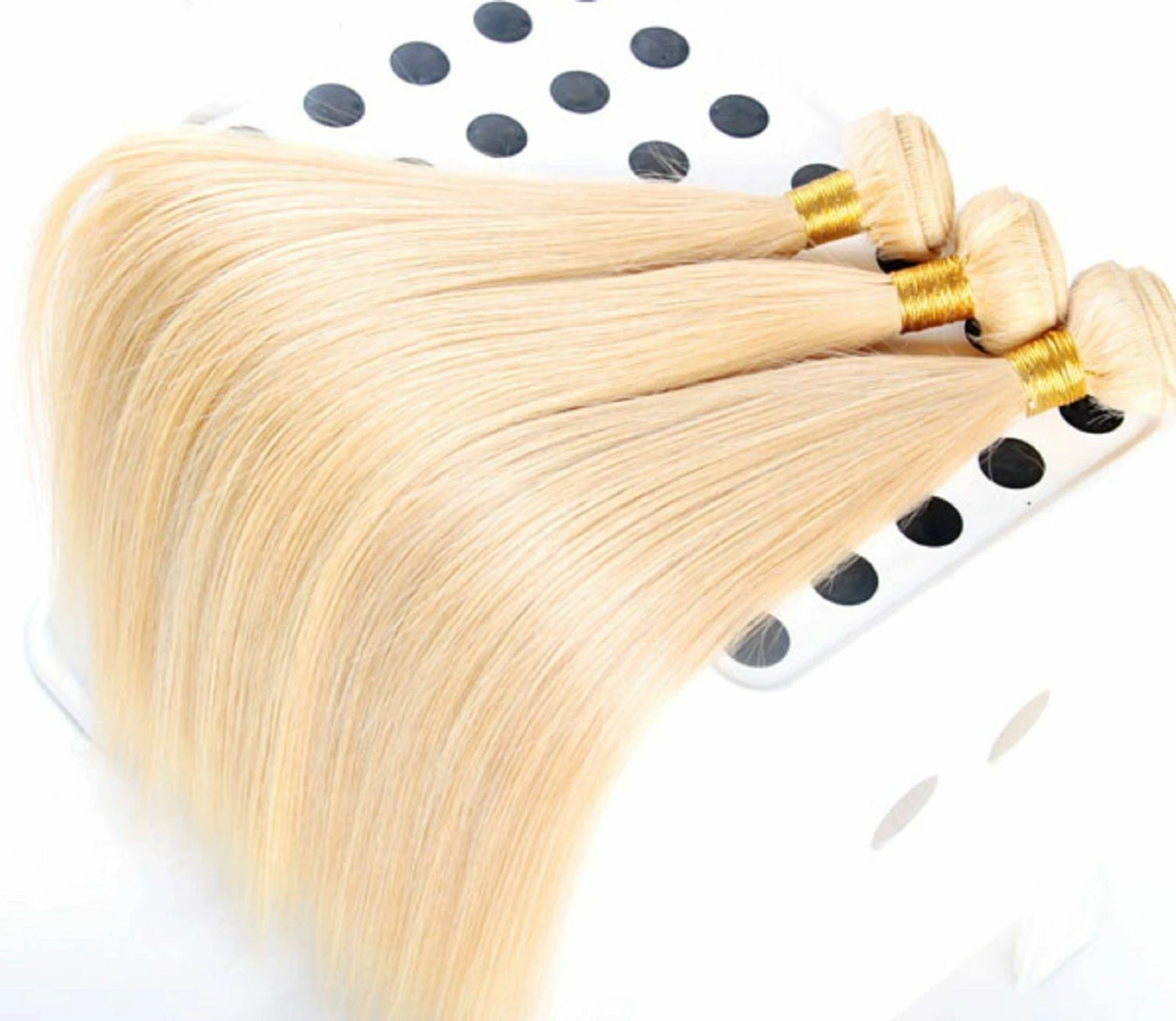 Luxury Silky Straight Bleach Blonde #613 Peruvian Virgin Human Hair Extensions - Image 5