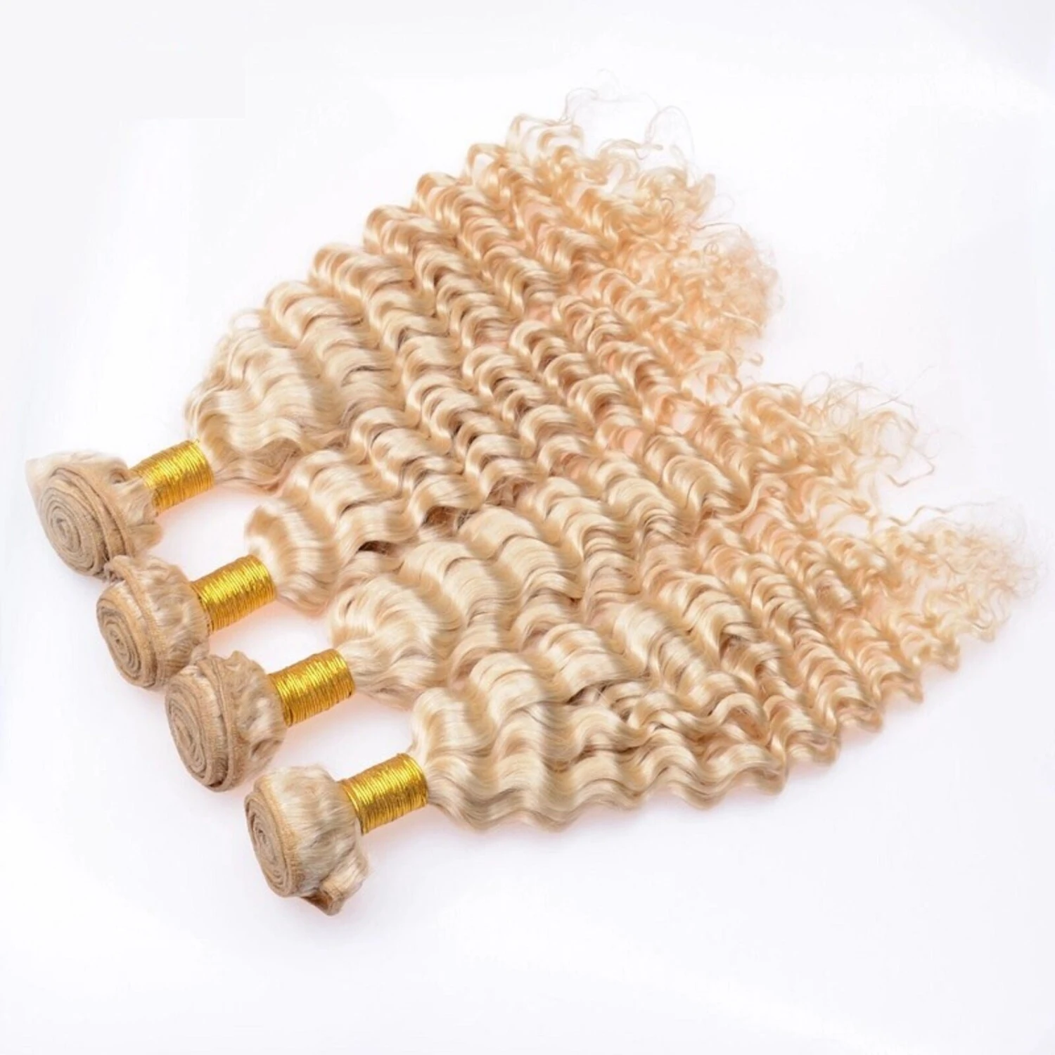 Luxury Deep Wave Brazilian Bleach Blonde #613 Virgin Human Hair Extensions - Image 3