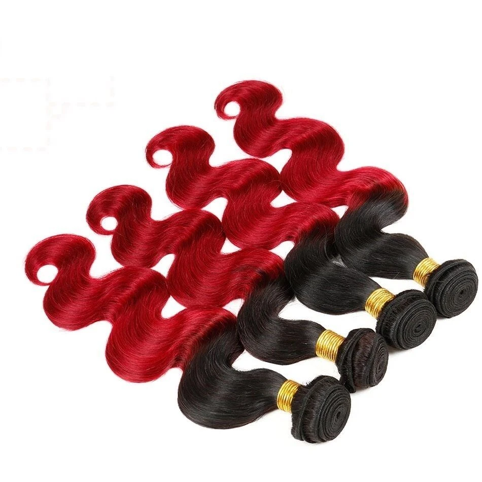 Luxury Body Wave Peruvian Hot Red Ombre Virgin Human Hair Weft Extensions - Image 5