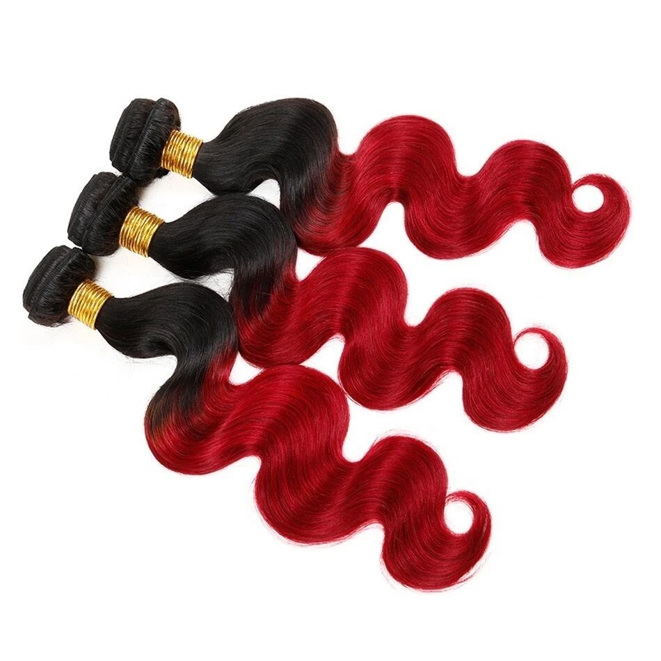 Luxury Body Wave Peruvian Hot Red Ombre Virgin Human Hair Weft Extensions - Image 6