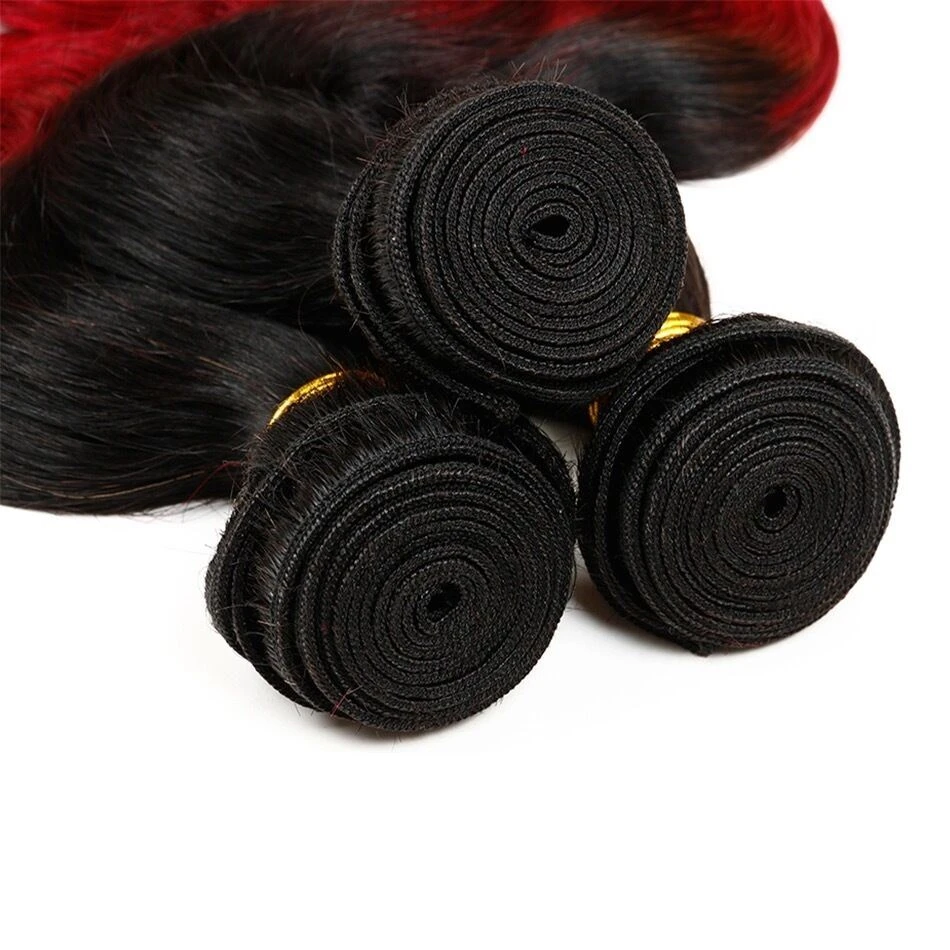 Luxury Body Wave Peruvian Hot Red Ombre Virgin Human Hair Weft Extensions - Image 7