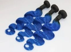 Luxury Dark Roots Blue Body Wave Brazilian Ombre Virgin Human Hair Extensions