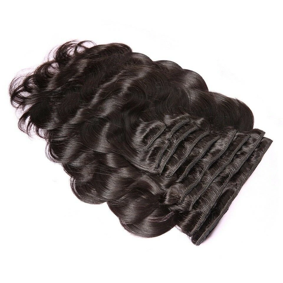Luxury Brazilian Clip In Virgin Human Hair Extensions Body Wave 7pcs 120g - Image 5