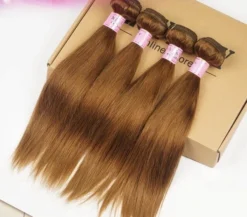Luxury Silky Straight Peruvian Light Brown #8 Virgin Human 7A Hair Extensions