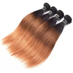 Luxury Straight Brazilian Auburn #1B/4/30 Ombre Virgin Human Hair Extensions
