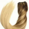 Luxury Clip In Human Hair Extensions #4/18 Balayage Ombre Straight 7pcs 120g