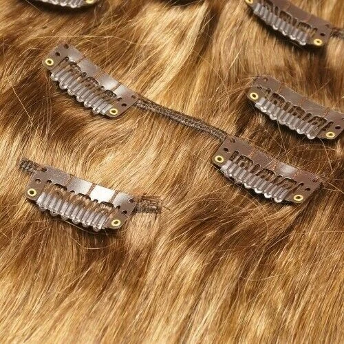 Luxury Clip In Human Hair Extensions #4/18 Balayage Ombre Straight 7pcs 120g - Image 5
