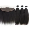 Luxury Peruvian Kinky Straight Human Virgin Hair Extensions + 13x4 13x4 Lace Frontal