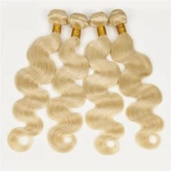 Luxury Body Wave Peruvian Bleach Blonde Virgin #613 Human Hair Extensions Weave