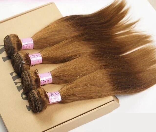 Luxury Silky Straight Brazilian Light Brown #8 Virgin Human 7A Hair Extensions - Image 2