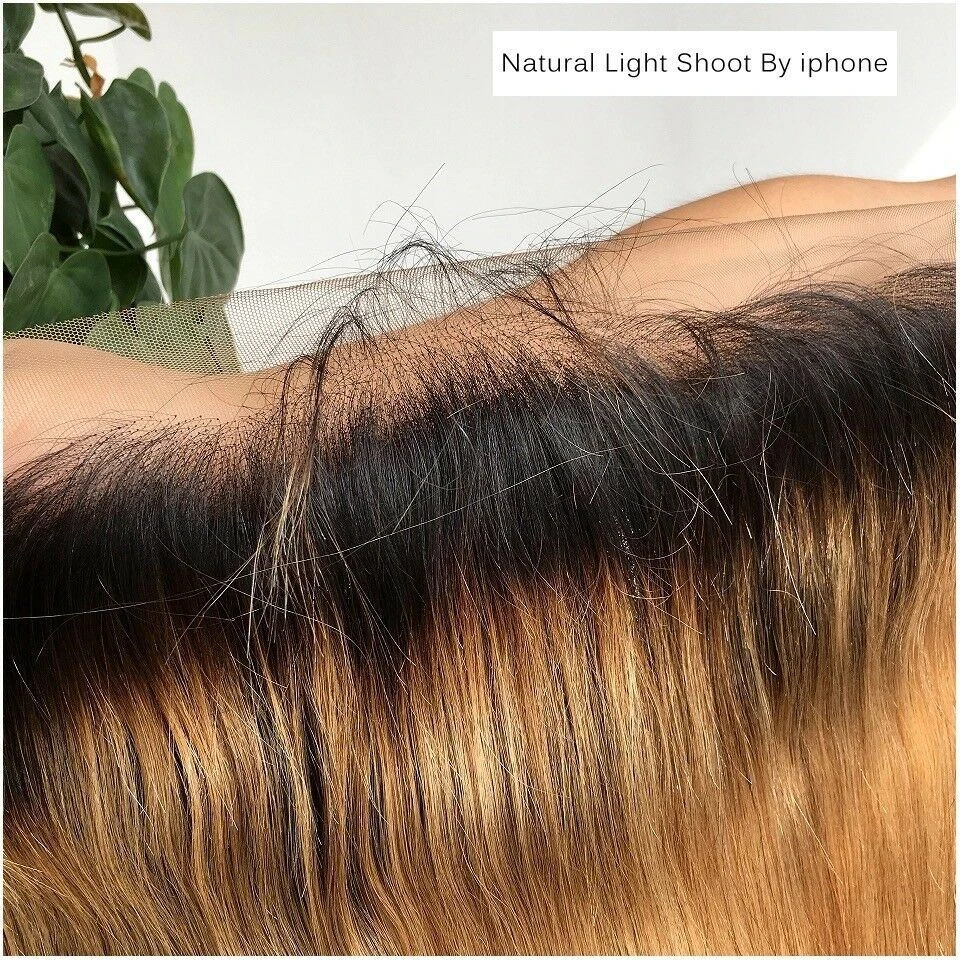 Luxury Silky Straight Peruvian Honey Blonde #27 Dark Roots 13x4 Lace Frontal 13x4 10A - Image 3