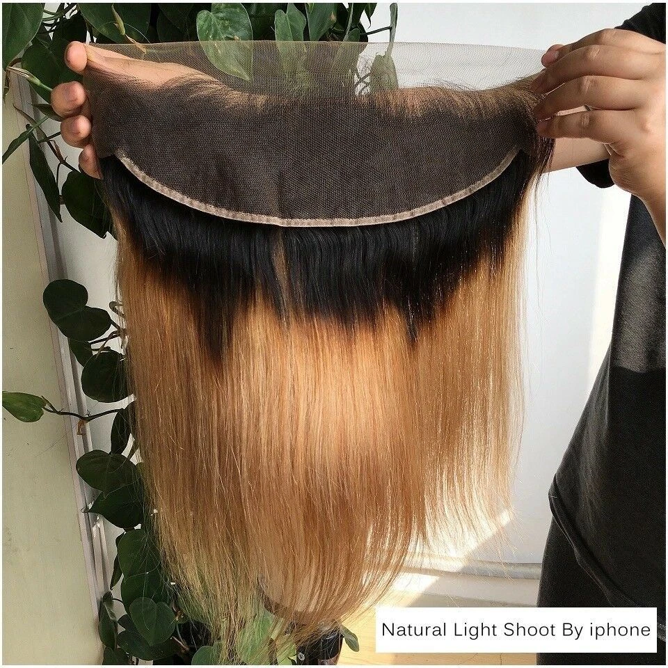 Luxury Silky Straight Peruvian Honey Blonde #27 Dark Roots 13x4 Lace Frontal 13x4 10A - Image 4