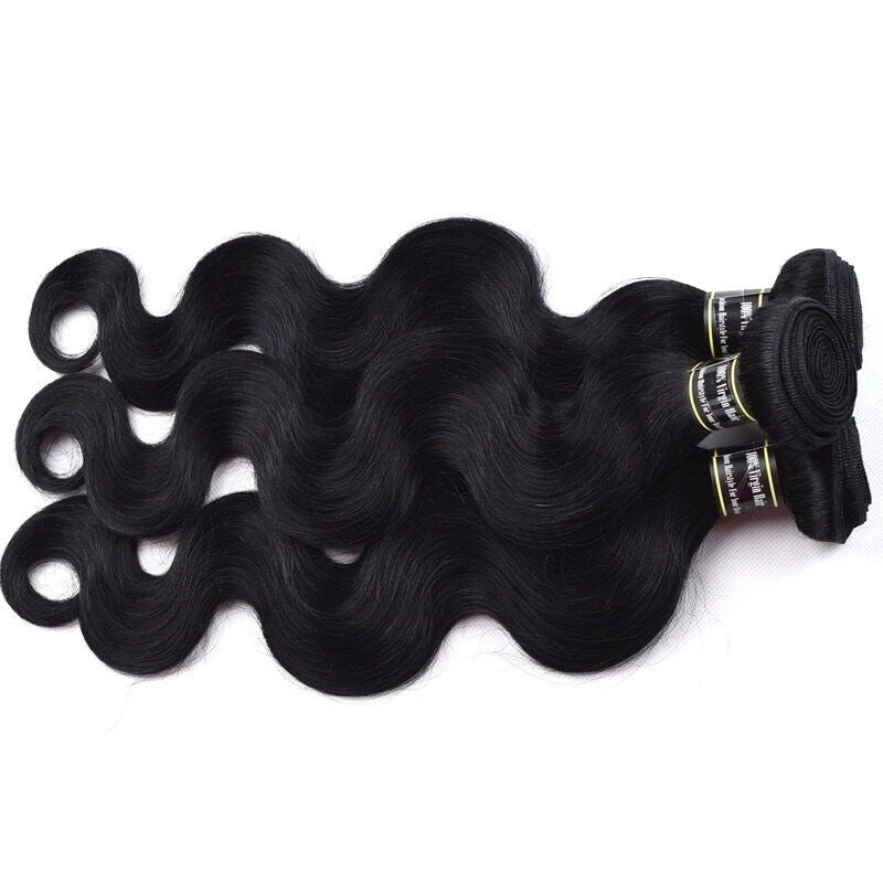 Luxury Jet Black Body Wave #1 Malaysian Virgin Human Hair Extensions 7A Weave - Image 3