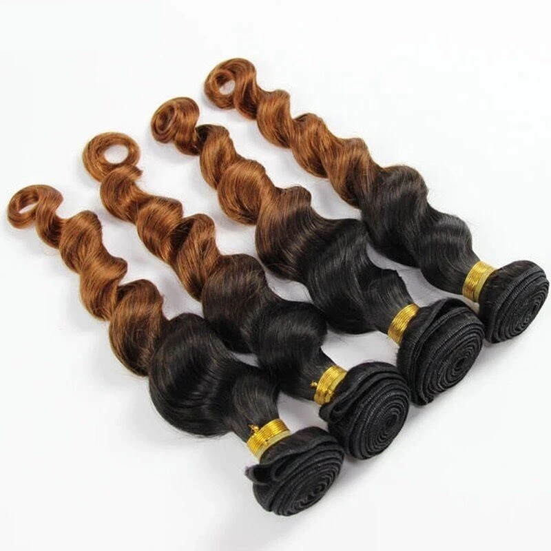Luxury Loose Wave Brazilian Auburn Ombre #30 Virgin Human Hair Extensions Weave - Image 2