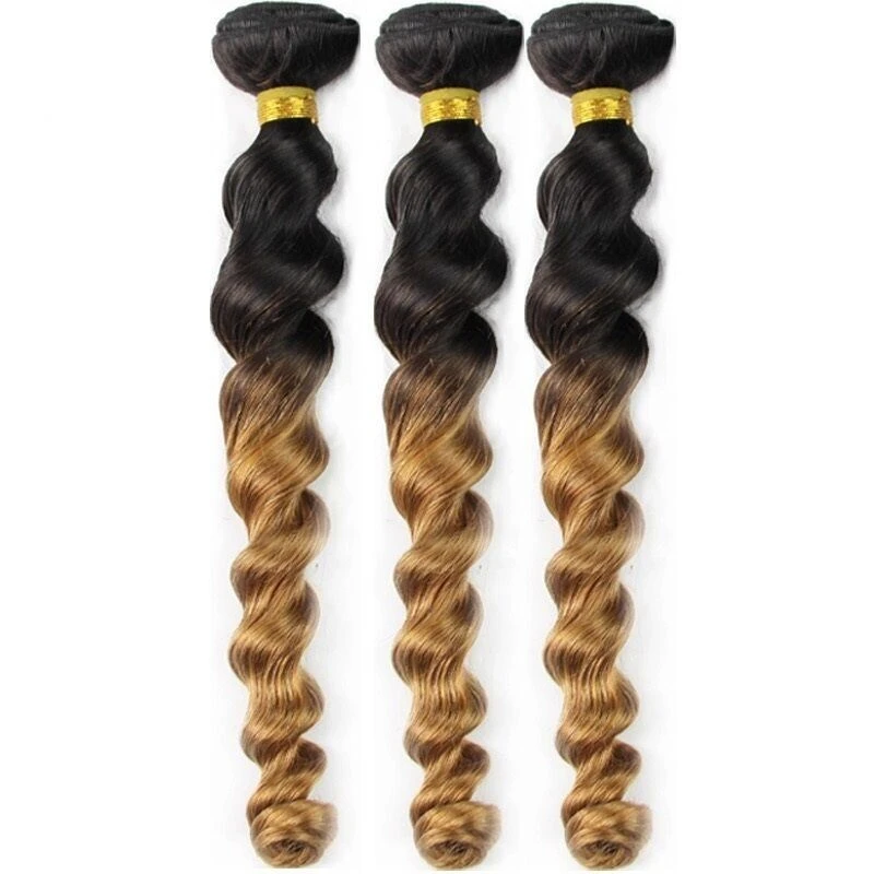 Luxury Loose Wave Brazilian Blonde #27 Ombre Virgin Human Hair Extensions Weave - Image 3