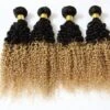 Luxury Kinky Curly Peruvian Honey Blonde #27 Ombre Virgin Human Hair Extensions