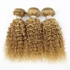 Luxury Peruvian Honey Blonde #27 Kinky Deep Curly Virgin Human Hair Extensions