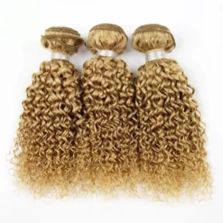 Luxury Peruvian Honey Blonde #27 Kinky Deep Curly Virgin Human Hair Extensions