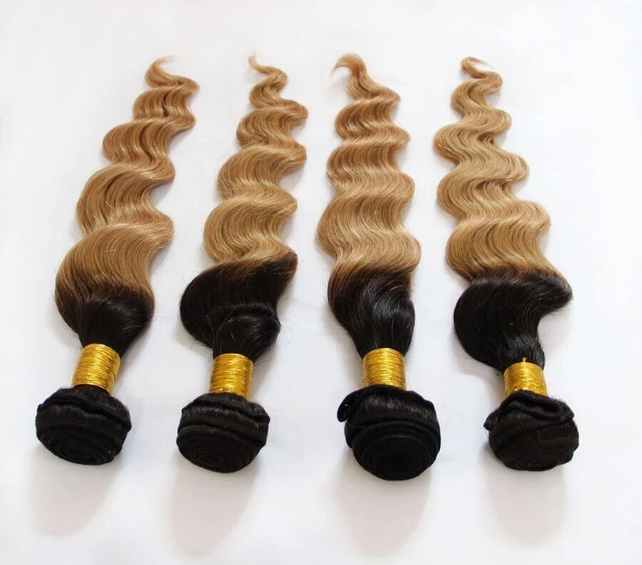 Luxury Dark Roots Peruvian Honey Blonde #27 Loose Wave Virgin Hair Extensions - Image 2