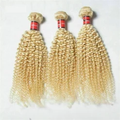Luxury Kinky Curly Brazilian Platinum Blonde #613 Virgin Human Hair Extensions