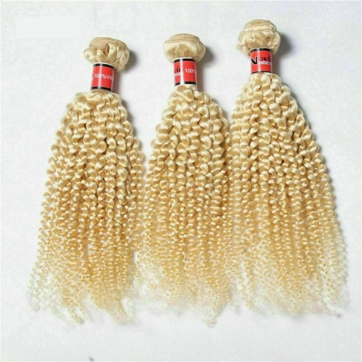 Luxury Kinky Curly Brazilian Platinum Blonde #613 Virgin Human Hair Extensions