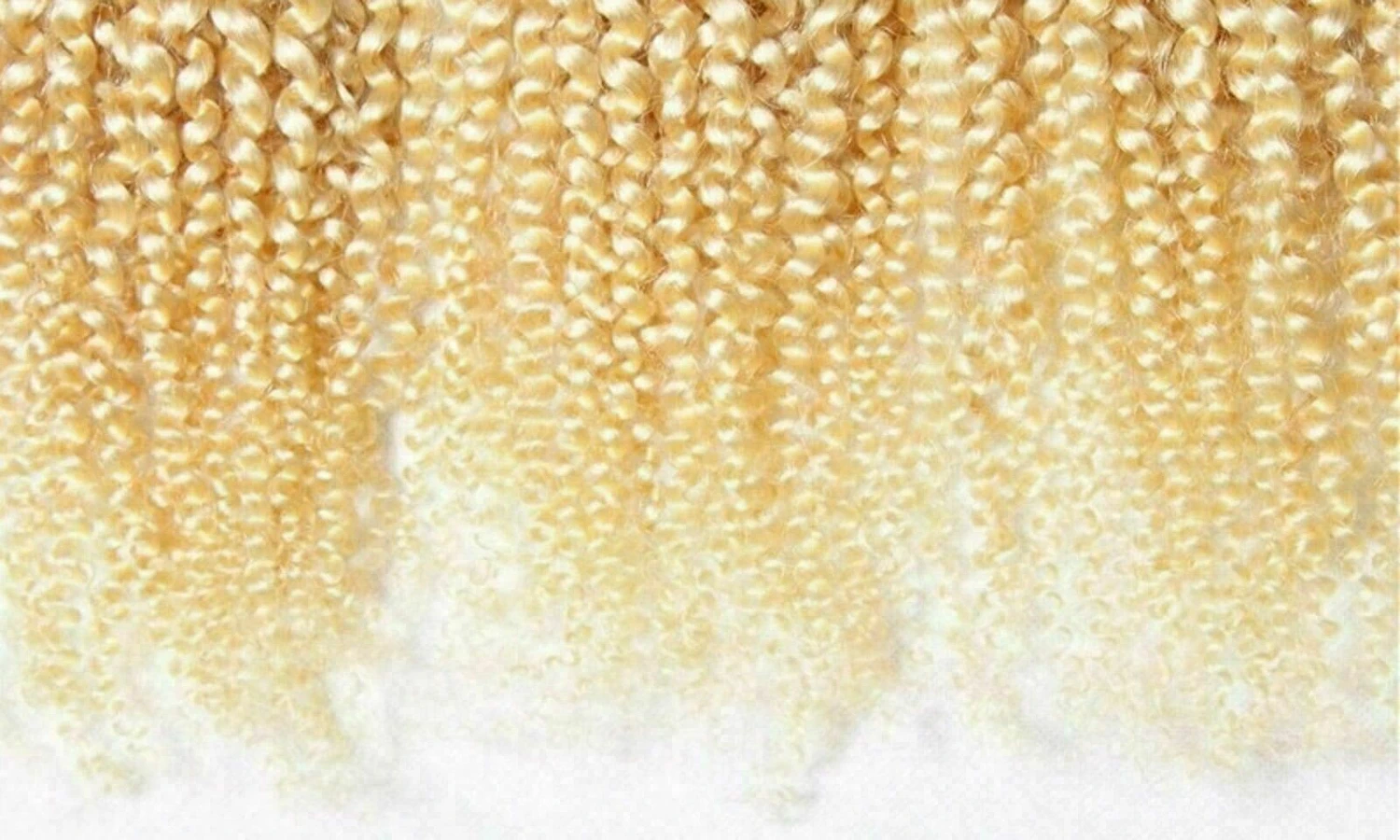 Luxury Kinky Curly Brazilian Platinum Blonde #613 Virgin Human Hair Extensions - Image 4