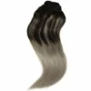Luxury Clip In Human Hair Extensions #1B/Grey Balayage Remy Ombre Straight 120g