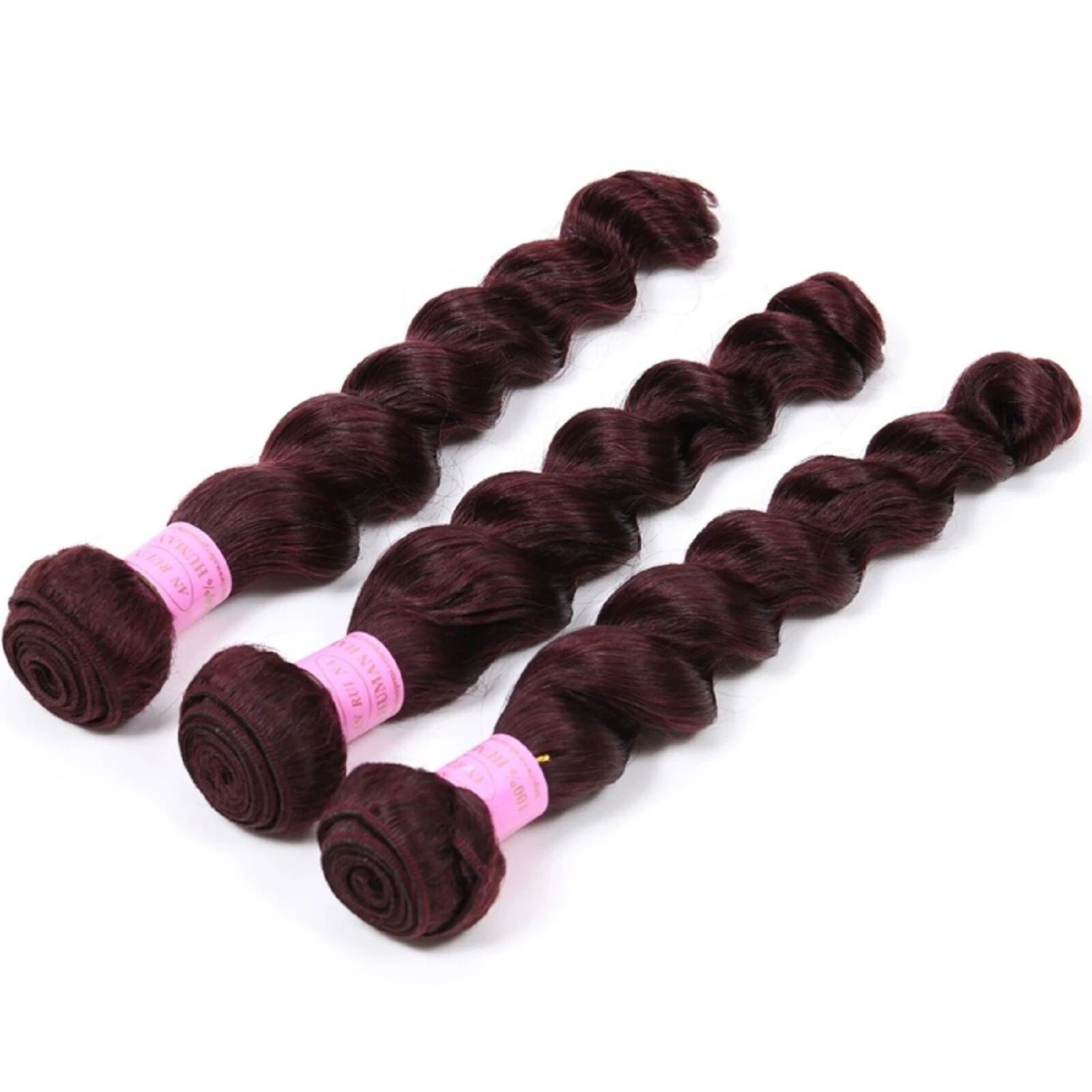 Luxury Brazilian Loose Wave Burgundy Red #99J Virgin Human Hair Extensions - Image 5