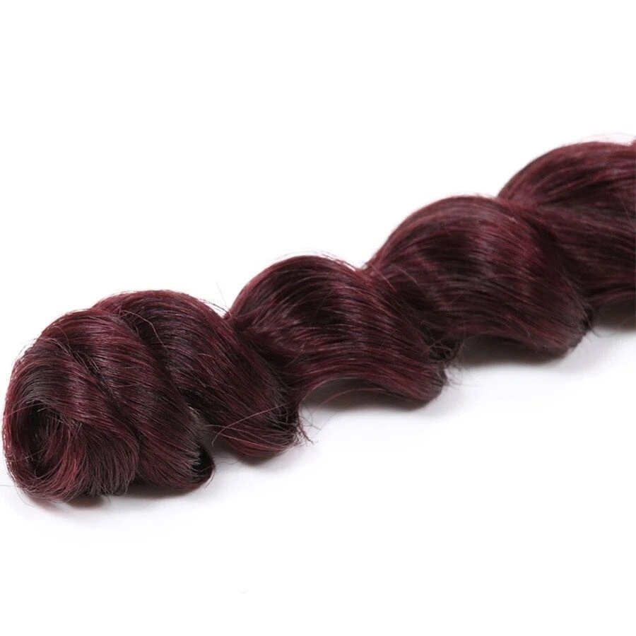 Luxury Brazilian Loose Wave Burgundy Red #99J Virgin Human Hair Extensions - Image 7