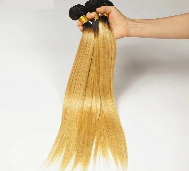 Luxury Dark Roots Peruvian Honey Blonde #27 Straight Virgin Hair Extensions - Image 5