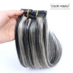 Luxury Clip In Human Hair Extensions #1B/613 Balayage Remy Ombre 7pcs 100g