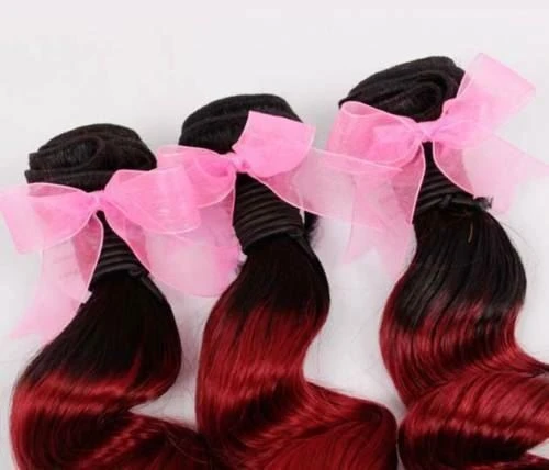 Luxury Loose Wave Brazilian Burgundy #99J Dark Roots Ombre Virgin Hair + Closure - Image 5