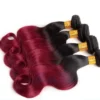 Luxury Body Wave Brazilian Burgundy Red #99J Ombre Virgin Human Hair Extensions