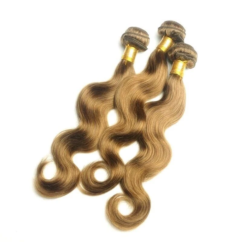 Luxury Body Wave Peruvian Light Brown #8 Virgin Human 7A Hair Extensions Weave - Image 2