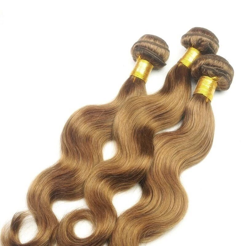 Luxury Body Wave Peruvian Light Brown #8 Virgin Human 7A Hair Extensions Weave - Image 3