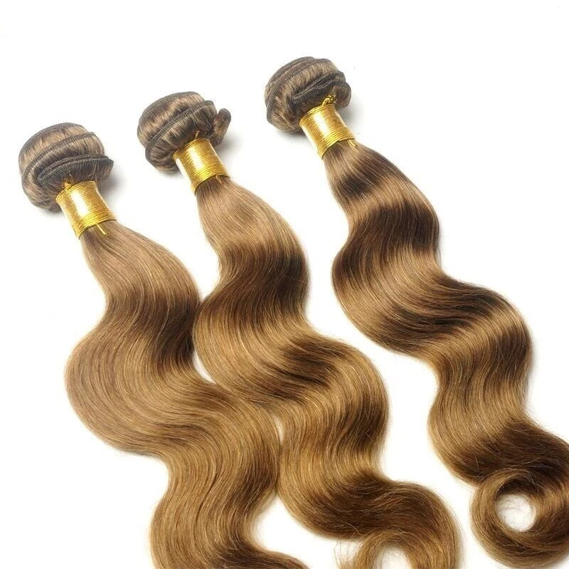 Luxury Body Wave Peruvian Light Brown #8 Virgin Human 7A Hair Extensions Weave - Image 4