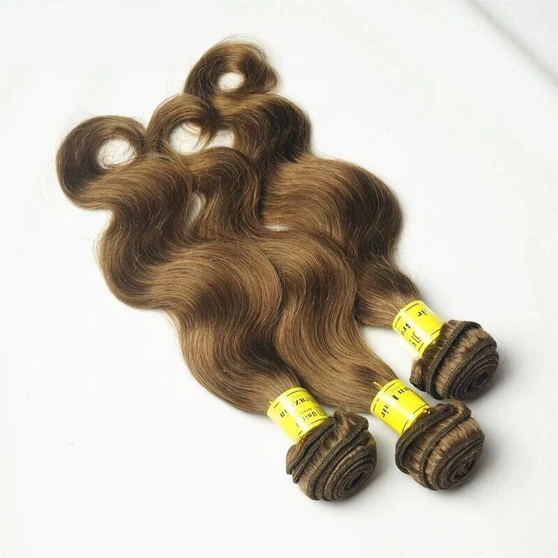 Luxury Body Wave Peruvian Light Brown #8 Virgin Human 7A Hair Extensions Weave - Image 5