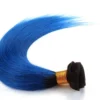 Luxury Dark Roots Blue Straight Brazilian Ombre Virgin Human Hair Extensions